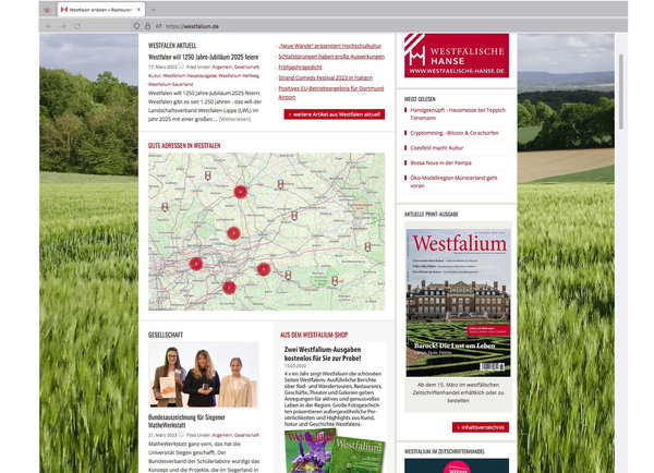 Eintrag „Gute Adressen in Westfalen Online"